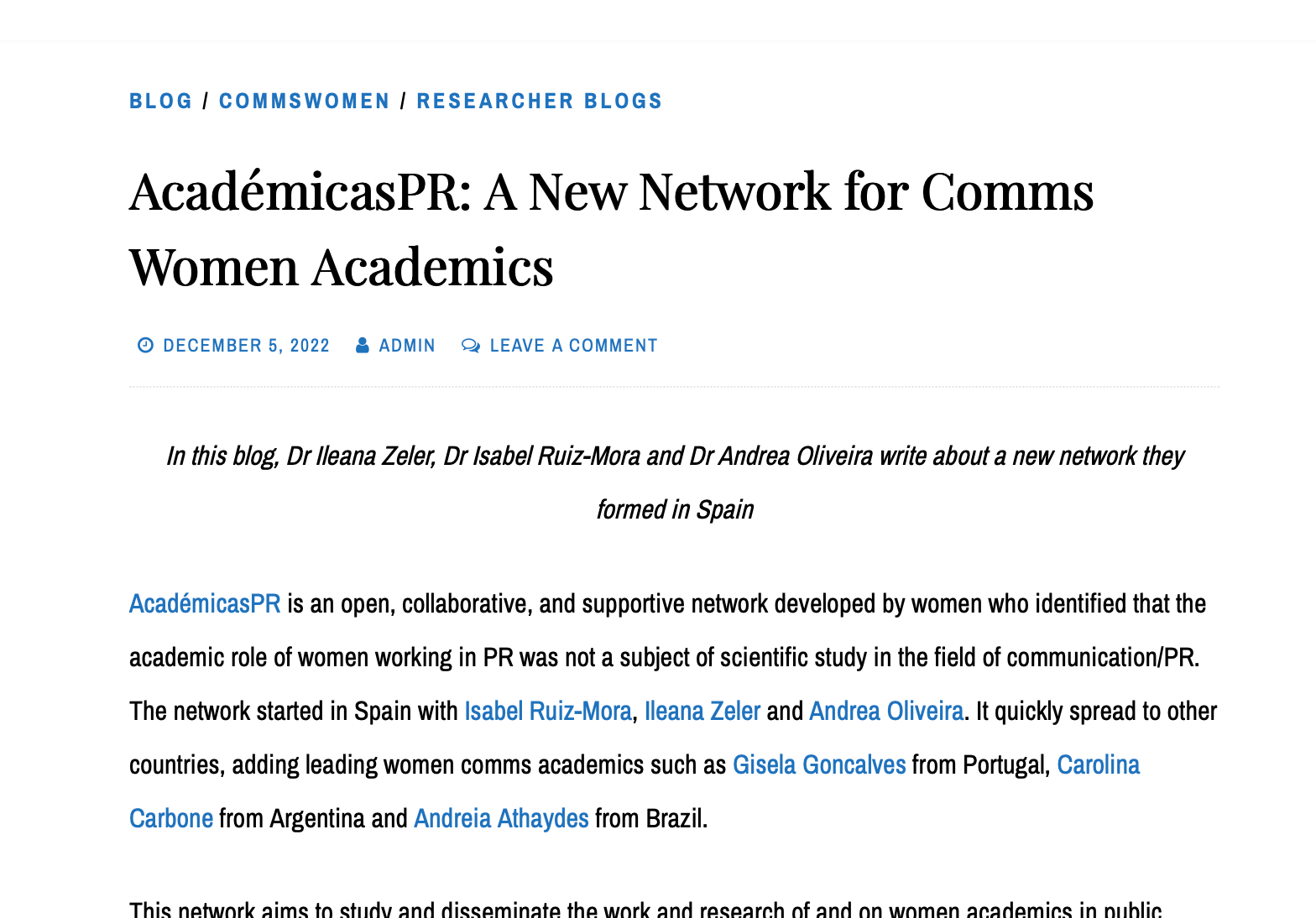 AcadémicasPR: A New Network for Comms Women Academics